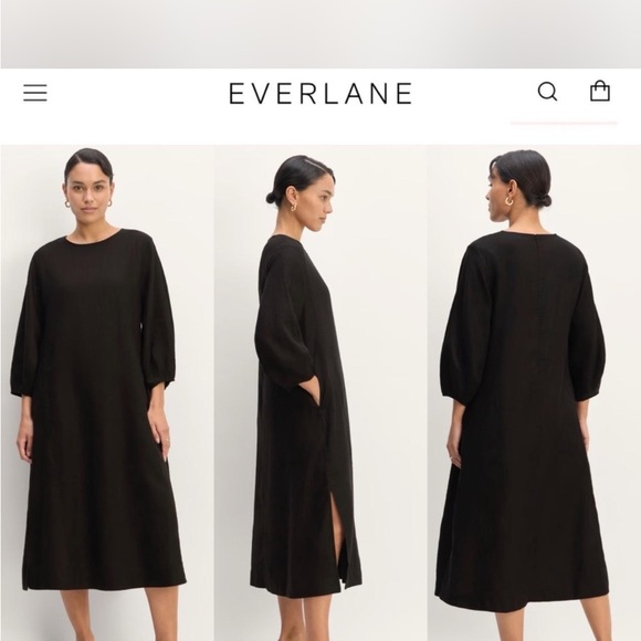 Everlane Dresses & Skirts - Everlane Black 100% linen Midi Shift Dress size 8: quiet luxury effortless chic